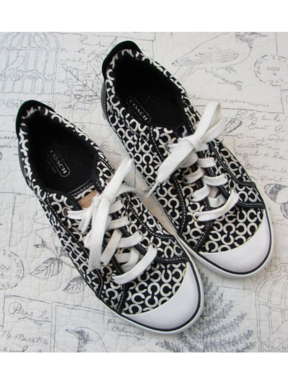 COACH  Women’s Barrett Black Signature Monogram Canvas Sneaker Shoes sz 9 D